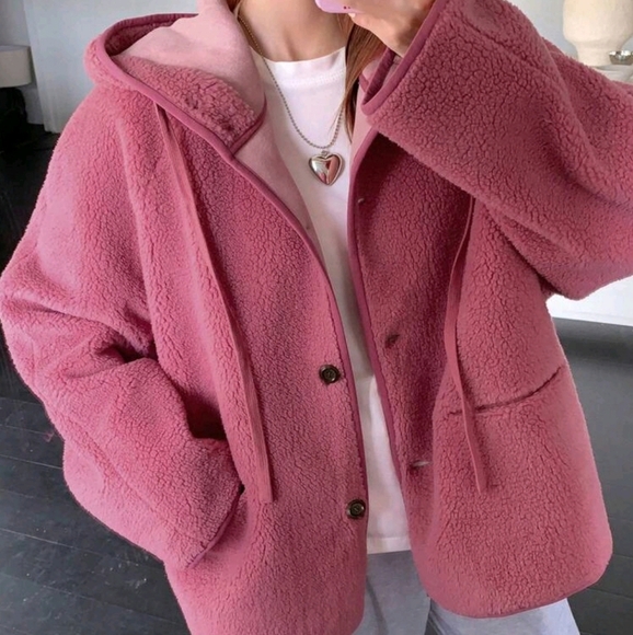 Women Solid Color Hoodie Fleece Lined Warm Regular Coat, For Winter - Picture 1 of 7